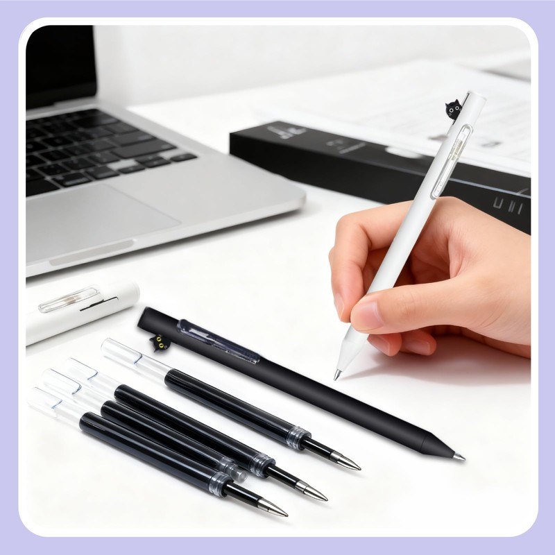2 Pcs Cute Cat Pens Cute Retractable Cat Gel Pens