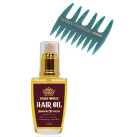 Bablo Pomade Hair Oil for Men & Mesh Comb (Green) Non-Rinse Treatment Hair Balm Plumeria