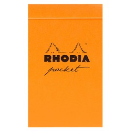 RHODIA 8220C - Stapled Notepad Pocket Black or Orange - 7.5 x 12 cm - Small Squares - 40 Detachable Sheets - White Clairefontaine Paper 80 g/m - Soft and Resistant Cover - Classic