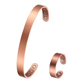 MagEnergy MagEnergy Copper Bracelet for Men and Women 99.9% Pure Copper Bangle Adjustable with 8 Magnets (Copper set)
