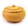 Hand-Woven Round Rattan Storage Basket with Lid – 8.6x5.1 Inch