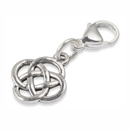 Silver Celtic Knot Clip-On Charm, Timeless Elegance Design + Lobster Clasp, Versatile Accessory for Bracelets and Bags
