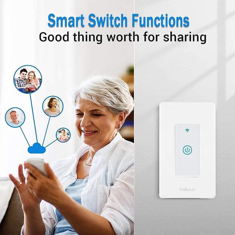 Tuya Smart Light Switch Compatible with Alexa, Single Pole 1