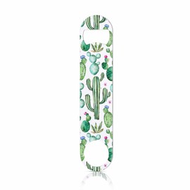 TASDANA Watercolor Cactus and Flowers Stainless Steel Bottle Opener Pastel Floral Cacti Tropical Green Succulents Flat Beer Bottle Opener Keychain for Home Kitchen Bar Restaurant Party Birthday Gift