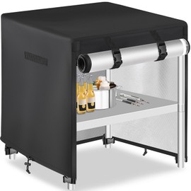 TOHONFOO Outdoor Prep Table Cover with Split Zipper - Waterproof Stainless Steel Metal Table Cover - Outdoor Dining Table Cover - Grill Table Cover - Grill Cart Cover - 32" L x 32" W x 35" H