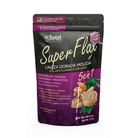 Betel Natural SuperFlax 5 en 1 Golden Flaxseed Powder - Powerful Superfood 12 Oz
