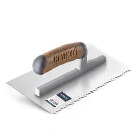 NEYNOR® Toothed Trowel 4 mm - Professional Stainless Steel Smoothing Trowel - Toothed Spatula for Laying Tiles - Ergonomic Handle - Made in EU - 280 x 130 mm