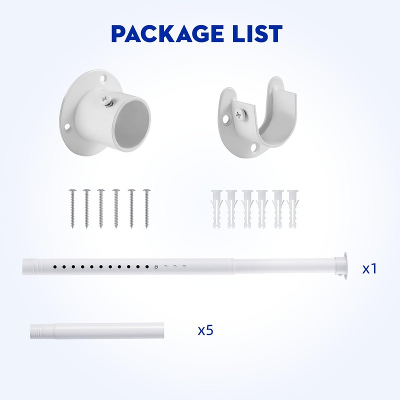 Closet Rods for Hanging Clothes 17 to 87 Inches Metal