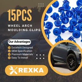 Rexka 15pcs Wheel Arch Moulding Retainer Clip for Land Rover LR027255 Discovery, Discovery Sport, Range Rover Evoque - Blue Nylon