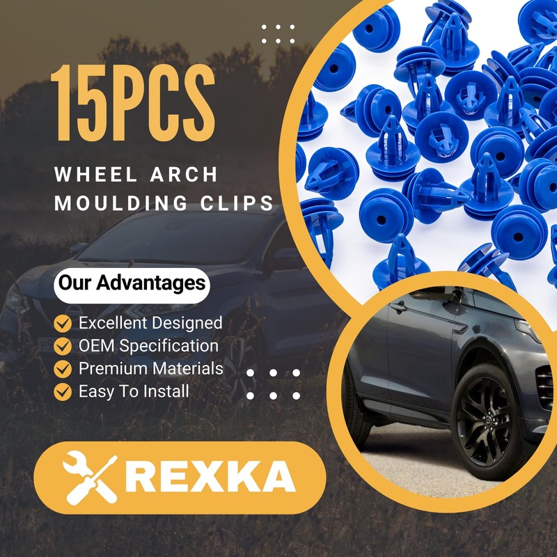 Rexka 15pcs Wheel Arch Moulding Retainer Clip for Land Rover