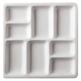 8 Inch Porcelain Watercolor Palette 8 Wells Ceramic Artist Paint Palette Mixing Ceramic Watercolor Palette, Mixing Tray for Watercolor Gouache Acrylic Oil Painting