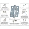 Door Hinges 3" 76mm Ball Bearing 1 Pair Pack [2