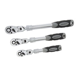 Steelman Pro 72-Tooth Extendable Flex-Head Ratchet Tool Set, 3-Piece (1/4, 3/8, and 1/2-Inch Drives), Chrome-Vanadium Steel, 180-degree Flex-Head, Ideal for Auto Mechanics/Confined Spaces