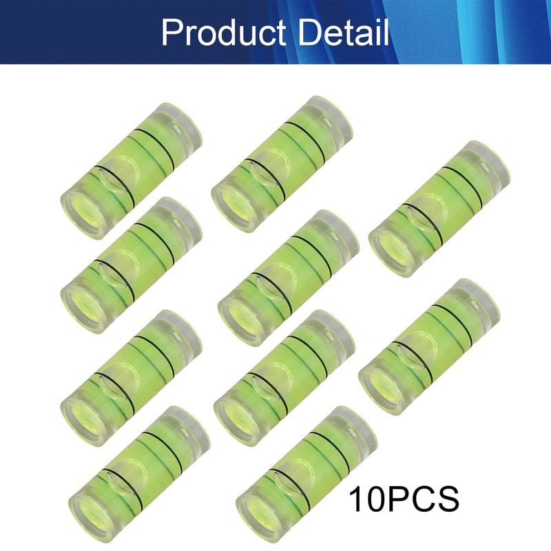 Hegebeck 10Pcs Small Cylindrical Bubble Spirit Level Vials, 8×20 mm/0.3×0.8