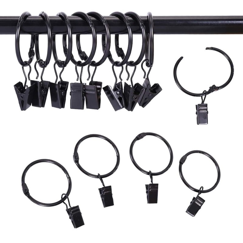 Ginbel Direct 24 Pack 2 Inches Curtain Rings with Clips,