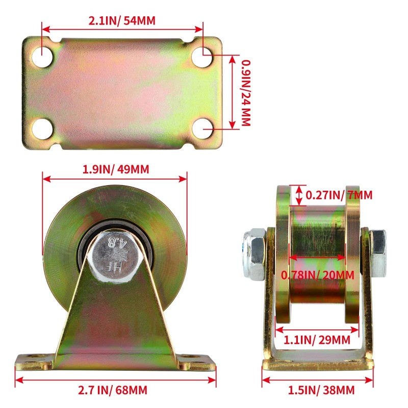 Skelang 4 Pcs 2" Groove Wheel, H-Type Heavy Duty Rigid