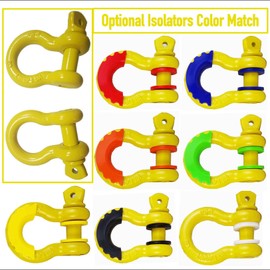 Pack of 2 Yellow Powder Coated Heaveduty Trailer Shackles 3/4 Bow Shackle Rugged Steel Forged 4.74 Ton D Ring Anchor 28.5 Ton (57,000 lbs) Max Break Strength Off Road Shackles