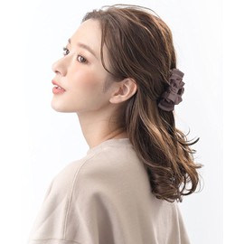 VINGTAINE H7476-BR- Grosgrain Volume Ribbon Hair Claw Hair Clip, Mature Gift