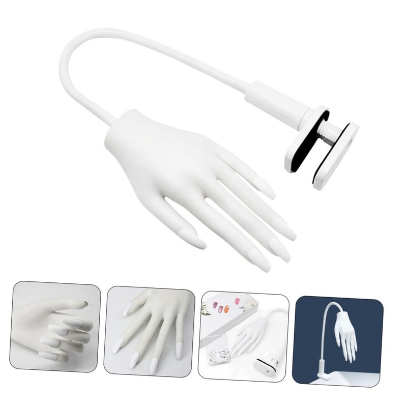 FOMIYES Realistic Fake Hand for Nail Practice Reusable Acrylic Training