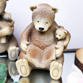 Darthome Reading Bear Figurine 16cm Resin Brown Bruno And Beau Teddy Cub Animal Ornament Gift