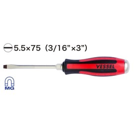 VESSEL MEGADORA Tang-Thru Screwdriver -5.5x75 (3/16"x3") 930S5575
