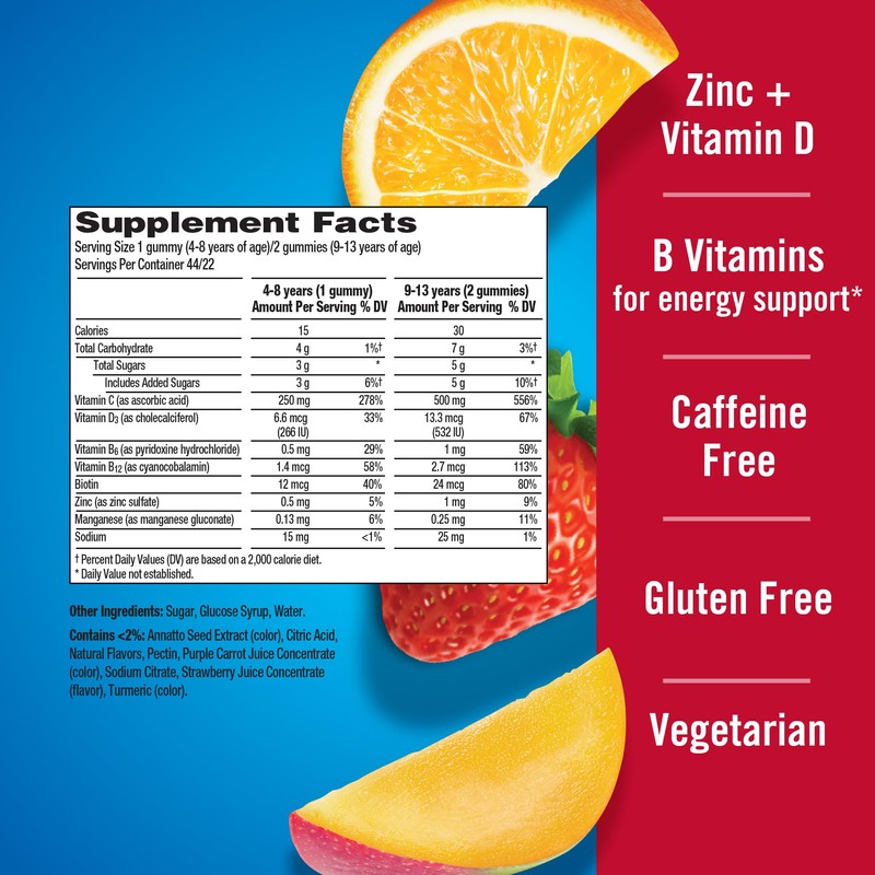 Emergen-C Kidz Vitamin C Immune Support Gummies Fun-Tastic Fruit 44CT