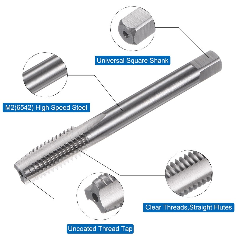 sourcing map 2pcs Metric Hand Tap Set, M10 x 1.5