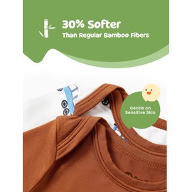 PATPAT Baby Bodysuits - Soft Viscose Made from Bamboo - Long Sleeve Funny for Boys and Girls -Newborn Infant Toddler Gift Clothes- 2 Pack L-Brown Car 6-9 Months