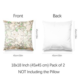 Berkin Arts Decorative Square Throw Pillow Covers Farmhouse Cushion Cases Designed of Art Flower Floral,Polyester Blend. Pack of 2, 18x18 Inch. Durable Elegant for Sofa (Peonies by Alphonse Mucha)