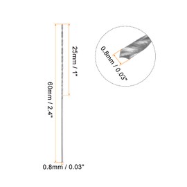 sourcing map 20pcs Extra Long Drill Bits, 0.8mm HSS Drill Bit with High Speed Steel Straight Shank 60mm Length for Metal Woodwork Plastic Aluminum Alloy