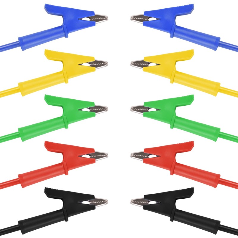 WGGE 5PCS Dual Ended Alligator Clips Test Leads Set, 15A