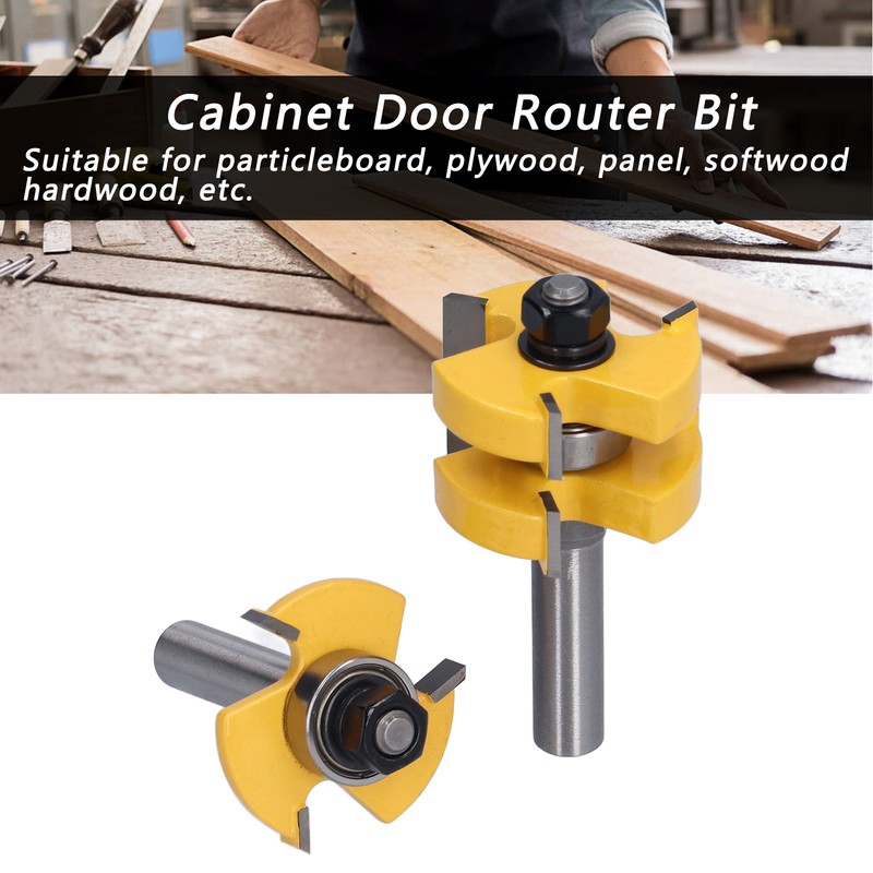 2Pcs Tongue Groove Router Bit T Shape 3 Teeth 1