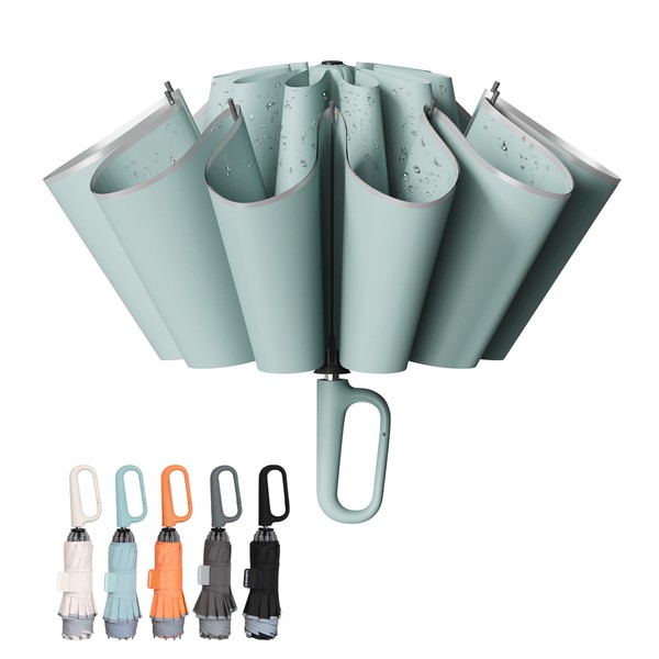 TUMAAOTU Compact Inverted Umbrella with Carabiner Clip Handle – Travel
