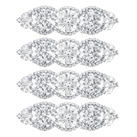 QUARKZMAN Crystal Rhinestone Applique Sew On Applique for Wedding Dress Belt Decoration for Women DIY Accessories Prom Ceremony Wedding Party Silver 4 Pieces