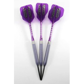 Purple Pizzzazzz 90% Tungsten Darts - 22g Grams - Professional, Tournament Steel Darts + Upgrade Kit