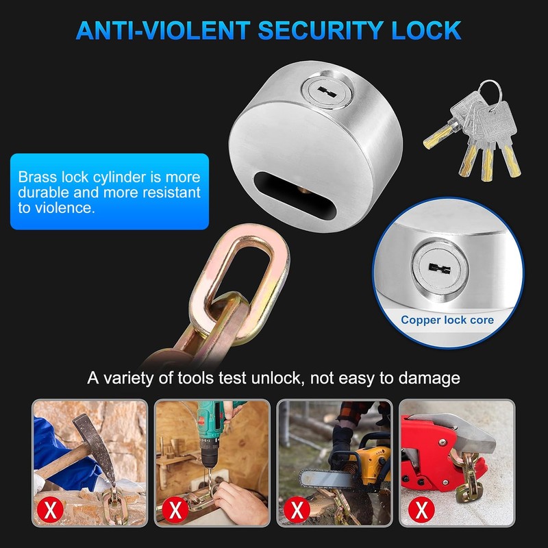 REETOMETAL Heavy Duty Security Chain with Hidden Shackle Lock, 6