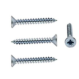 Merriway BH05894 (200 Pcs) Countersunk Twinthread Multi-Purpose Cross Head Pozi Wood Screw, 7 x 1 inch Bright Zinc Plated - Pack of 200 Pieces