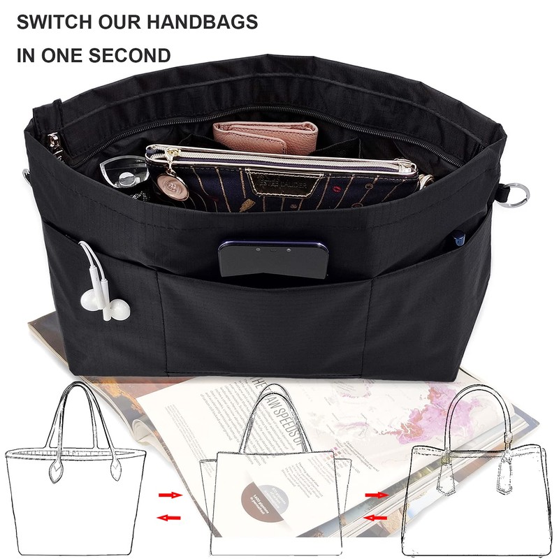 Time Wing Handbag Tote Purse Organizer Insert Bag Liner Shaper