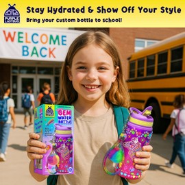 PURPLE LADYBUG Decorate Your Own Water Bottle Kit for Girls - Unicorn Design with Glitter Gem Stickers, Gifts for Girls Ages 5-8-10 Years Old Birthday, Fun Craft for Kids, Water Bottle for School