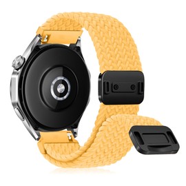 RanBluu 20 mm 22 mm Nylon Strap, Braided Replacement Strap, Elastic Watch Strap with Magnetic Clasp (20 mm, Yellow)