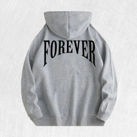 Forever Slogan Graphic Hoodie 100% Cotton US Warehouse 6 ColorsColor: Brown, Size: Xl