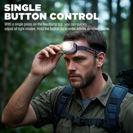 EverBrite Rechargeable Headlamp, 700 Lumens Head lamp for Adults, 6 Modes with White/Red/Green Light, 60° Adjustable LED Headlight for Hunting, Running, and Hiking