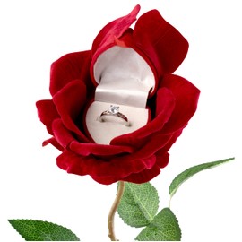 Noble Rose Ring Box with Light - Flower LED Engagement Ring Box for Proposal Ring or Special Occasions