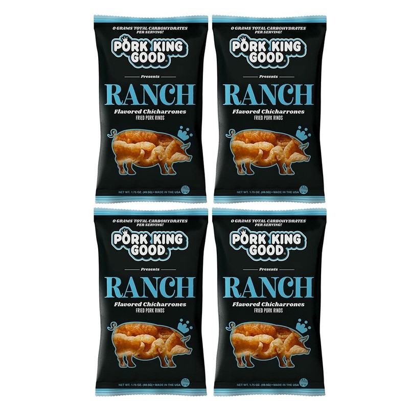 Pork King Good Ranch Pork Rinds (Chicharrones) (4 Pack) Snacks