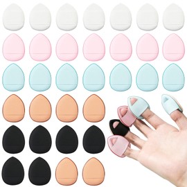 "Ainvhh "40 PCS Mini borla de maquillaje triangular borla de maquillaje suave para los dedos esponja fijadora de maquillaje polvos minerales polvos corporales base cosmética borla de maquillaje para