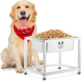 Elevated Dog Bowls, Stainless Steel Raised Dog Water Bowl with Stand for Medium Sized and Large Dogs, High Capacity Dogs Bowl Stand for Indoor Outdoor 1.25 Gallons