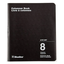Blueline Columnar Book, Twin-Wire Binding, 8 Columns with Description, 80 Pages, 12-Inch x 10-Inch, Black (A767.08T)