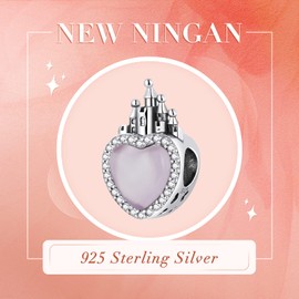 NINGAN I Love You Forever Charm Pendant 925 Sterling Silver Charm Bead for Chamilia and European Bracelets and Necklace, Cubic Zirconia, Cubic Zirconia