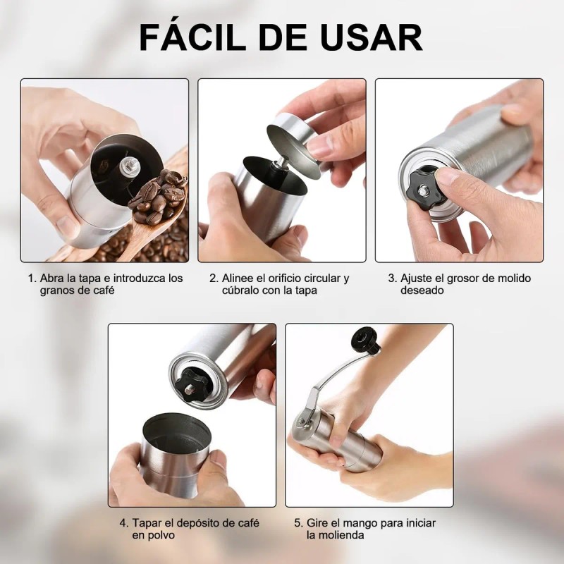 Molino Para Cafe Manual Molinillo De Cafe Acero Inoxidable Negro