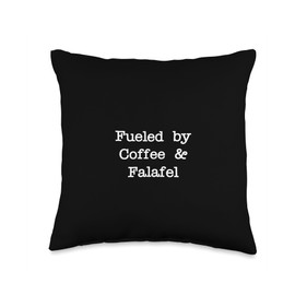 Falafel Hummus Lover Men & Women Sarcastic Humor Fueled by Coffee & Falafel Funny Middle East Food Minimalist Throw Pillow, 16x16, Multicolor